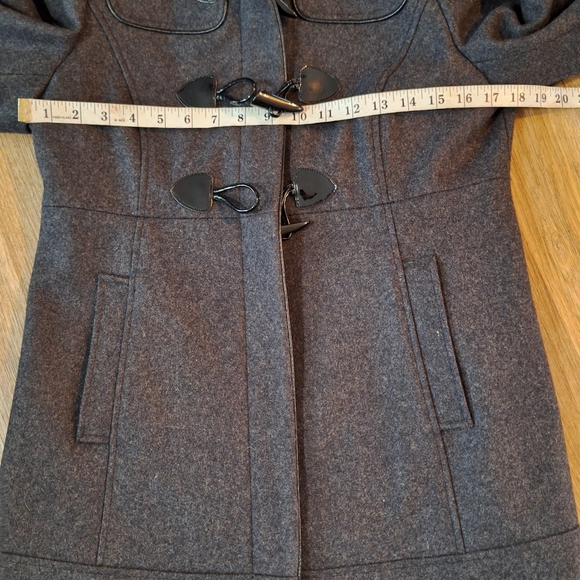 Guess Charcoal Gray Hooded Wool Coat With Black Toggle Zip Up Size Medium Bin16 - Picture 6 of 13